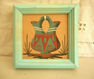 Vintage Navajo Indian Sand Painting Wedding Vase Goldtooth Native American Frame