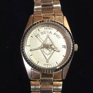Vintage Pi Beta Phi Sorority Seiko Gold Quartz Watch