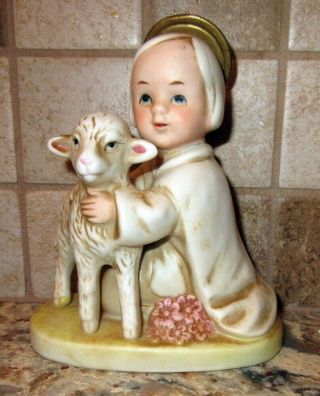 Angel Child With Lamb Figurine 4¼ " High