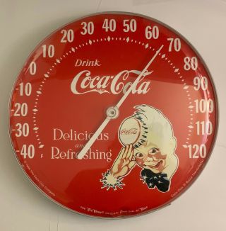 12 " Vintage 1984 Sprite Boy Red Coca - Cola Thermometer Sign