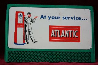 Vintage Atlantic Gasoline Miniature Metal Sign Old Gas Station