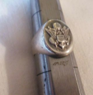 Ww2 Us Army Eagle Sterling Ring Trench Art July 13 1944 Italy Sz 10 Id 