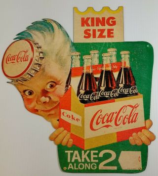 King Size Coca Cola Take Along 2 Six Pk Cartons Sprite Boy Heavy Duty Metal Sign
