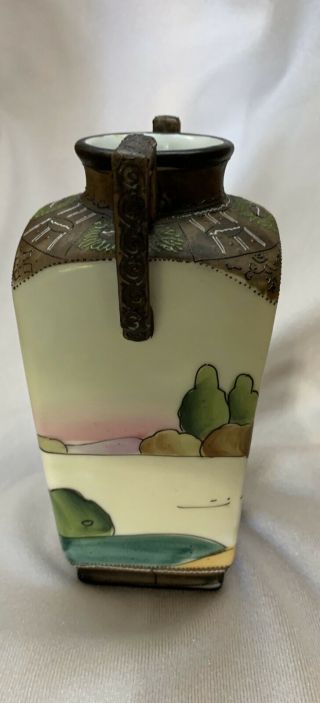 Vintage Early To Mid century Art Deco Hand painted Japan Square Vase 3