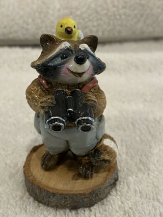 Wee Forest Folk Rc - 3 Bird Watcher Raccoon