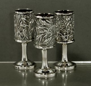 Chinese Export Silver Cups (3) C1885 Luenwo