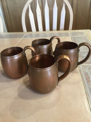 4 Vintage West Bend Aluminum Co.  Solid Copper Mugs Cups Moscow Mule