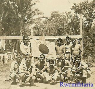 War Trophy Group Us Soldiers Posed W/ Captured Japanese Battle Flag