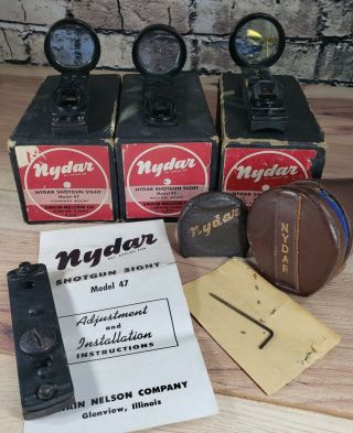 3 Vintage Nydar Swain Nelson Model 47 Shotgun Sights W Standard,  Receiver Mount