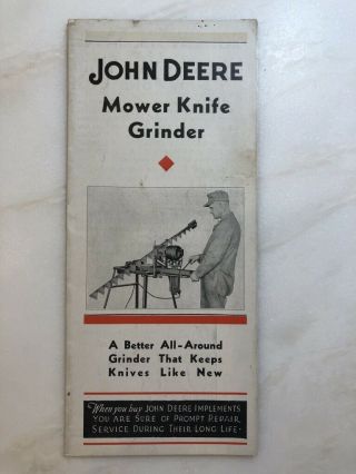 1935 John Deere Mower Knife Grinder Advertising Farm Tractor Brochure Vintage