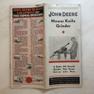 1935 JOHN DEERE Mower KNIFE GRINDER Advertising Farm Tractor Brochure VINTAGE 2