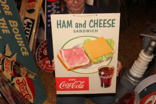 Vintage 1953 Coca Cola Ham & Cheese Sandwich Soda Pop Restaurant 17 " Sign