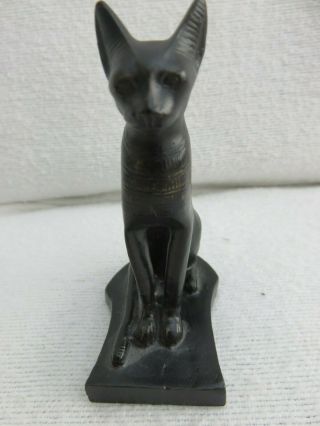 Bastet Cat Statue About 3 1/2 Inches Tall,  All Black,  ? Resin