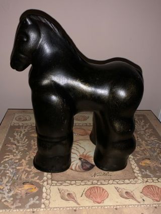 Unique Botero Style Black Trojan Horse Ceramic Sculpture 3