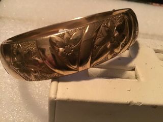 Antique Victorian Sb Co Bangle Bracelet Gold Filled Flower Floral