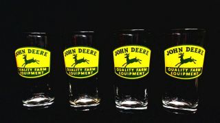 John Deere Quality Farm Equipment 16 Oz Pint Glass Tumbler Vintage 1950s Euc