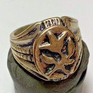 Late Medieval Silvered Ring With Lotus Rare 8gr 25mm (inner 18mm)