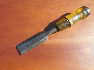 Vintage Stanley Wood Chisel,  1 Inch,  No 60,  Usa,  Beveled,  Yellow Handle