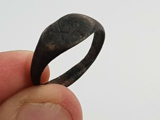 FANTASTIC EXTREMELY RARE ANCIENT ROMAN BRONZE RING.  3,  5 GR.  20 MM 2