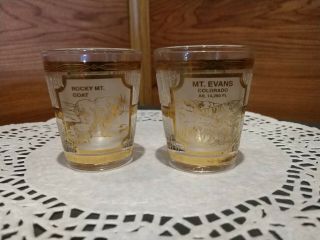2 " Mt.  Evans,  Colorado " Culver© Shot Glasses Made In The Usa W/22 K Gold