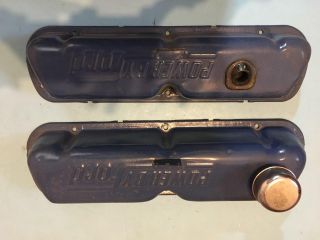 Vintage Blue Steel Valve Covers Ford,  1962 - 85 Small Block 260 289 302 351w