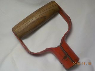 Vintage Antique D Handle Only - Shovel,  Pitchfork,  Etc - Metal And Wood - Red