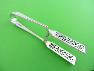 Fabulous Quality Double - Crested Silver Asparagus Tongs Servers,  London 1902 Ha&s