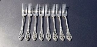Set Of 8 Reed & Barton Sterling Silver Flatware Florentine Lace Pattern No Res