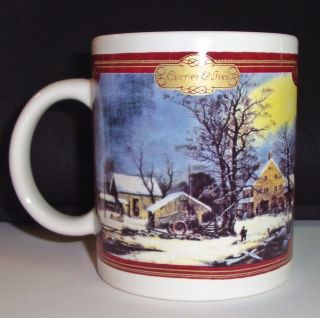 Currier And Ives Coffee Mug Winter Holiday 1862 Art Painting