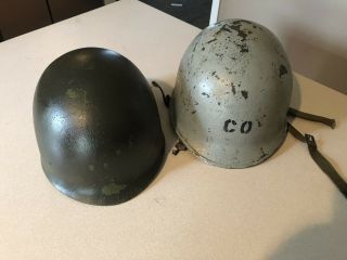 Ww2 U.  S.  Military M1 Front Seam Fixed Bale Helmet W/liner War Usa