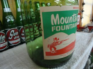 MOUNTAIN DEW SODA FOUNTAIN SYRUP PAPER LABEL 1 GALLON JUG GREEN GLASS HILLBILLY 3