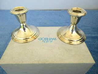2 Gorham Sterling Silver Weighted Candle Holders Sticks 661 With Box