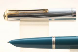 Vintage (1956) Parker 51 Mkii Fine Fountain Pen,  Forest Green With Rolled Silver