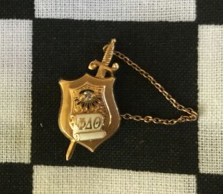 Phi Delta Theta 14k Gold Pin With Chain Old