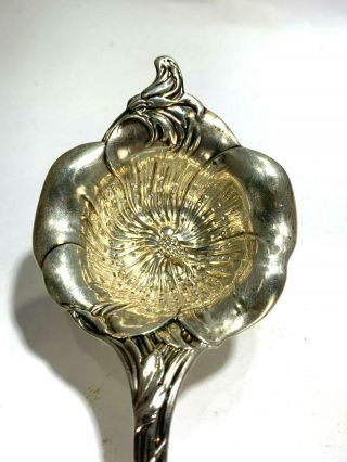 Elegant Scarce R.  Wallace & Sons Floral Art Nouveau Sterling Silver Tea Strainer 3