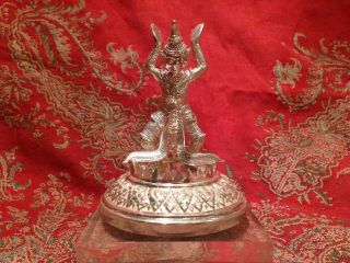 Fine Chinese Export Solid Silver Tibetan Buddha Figure Signed Hua Chang 9.  3 Ozt