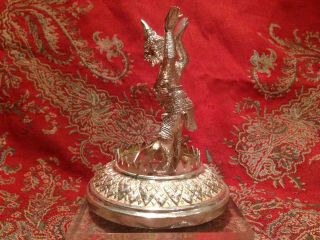 Fine Chinese Export Solid Silver Tibetan Buddha Figure Signed Hua Chang 9.  3 ozt 2
