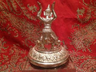 Fine Chinese Export Solid Silver Tibetan Buddha Figure Signed Hua Chang 9.  3 ozt 3