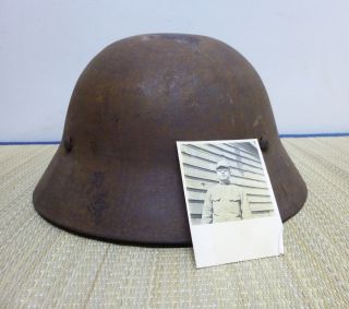 Ww2 Imperial Japanese Army Helmet With Photo Of Soldier