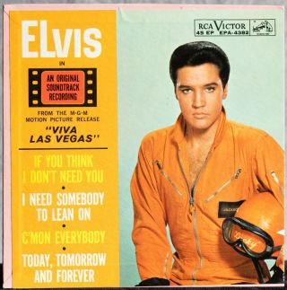 Unplayed Elvis Presley 45 Ep,  Ps Viva Las Vegas 1964 Black Label Dog On Top Rca
