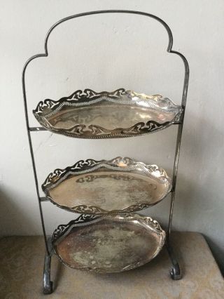 Silver Plated Cake Stand 3 Tier Removable Dish X 3