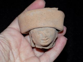 Pre - Columbian Mayan Warrior Head Fragment