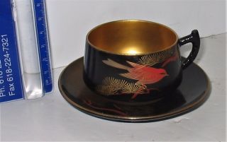 Lp17 (p6) Vintage Occupied Japan Lacquerware Lacquer Cup & Saucer
