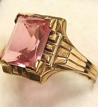 Antique Ostby Barton Pink Stone 10k Ring Ostby Perished On Titanic Not Scrap