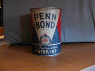 Penn Bond Motor Oil One Quart Metal Oil Can