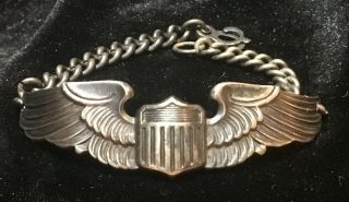 Wwii Us Army Air Force Aircrew Wings Bracelet Chain Amico Sterling Silver