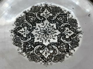 Fine Antique Middle Eastern Islamic Persian Style Solid Silver Signed Dish 173g 3