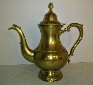 Vintage India Brass Metal Tea Coffee Pot 10 "