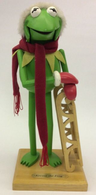 Jim Henson Muppets Kermit The Frog Nutcracker W/ Sleigh 12.  5”