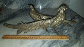 Vintage Brass Metal Peacock Pair Male & Female Figurines 12” Bird Statues